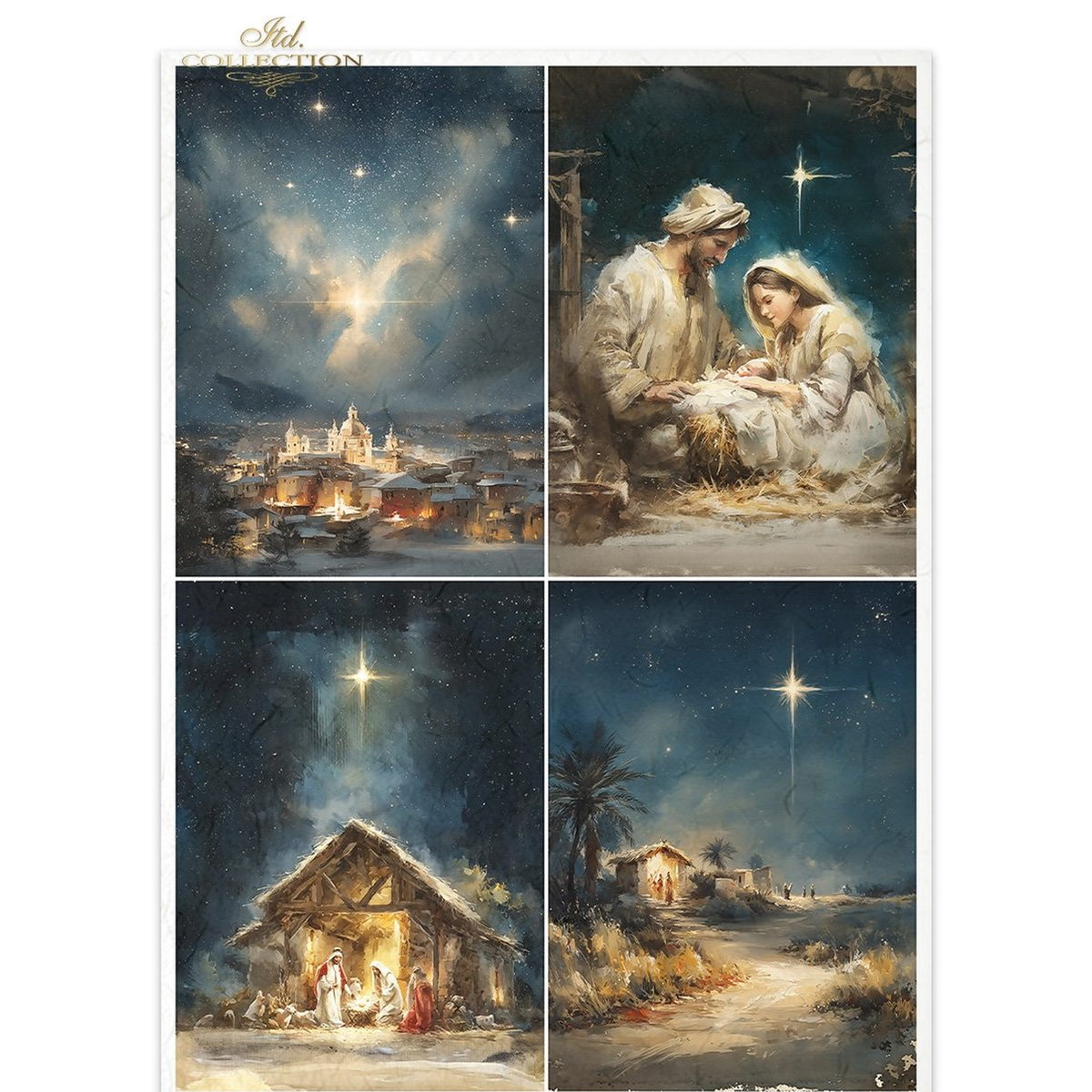 4 additional evening nativity scenes featuring Joseph, Mary & the Baby Jesus, the town of Bethlehem and the Manger.