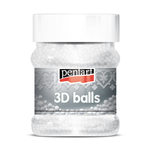 Jar of Pentart 3D balls on a white background