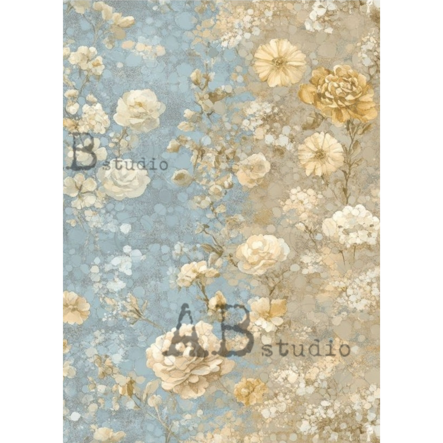 Floral pattern in blue and gold.