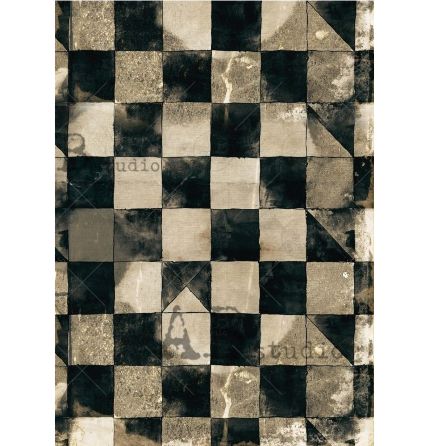 Checkered pattern with black and beige squares.