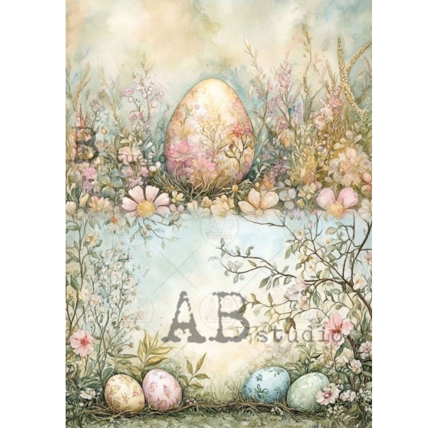 Two decorative images with Easter eggs and flowers.