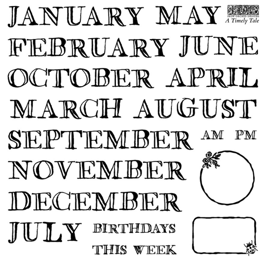 A Timely Tale IOD MIni Stamp Boxed Set by Iron Orchid Designs, Sheet 2 of 4.
