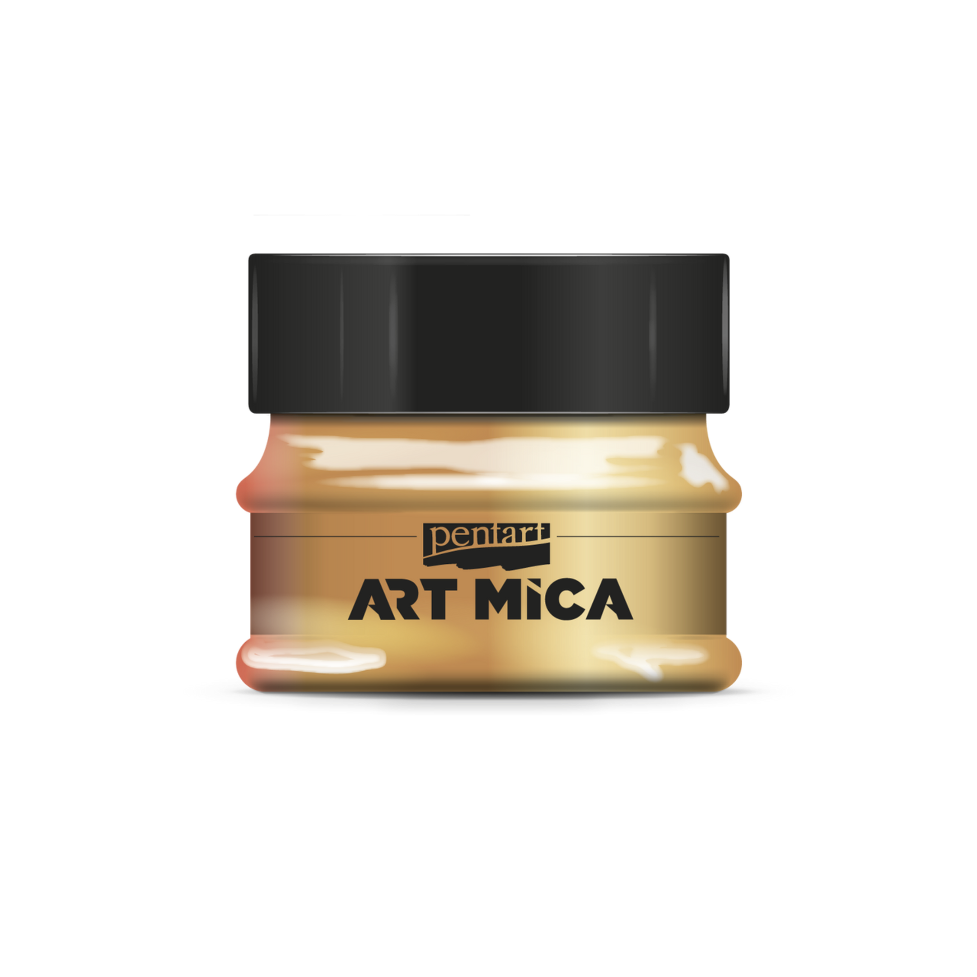 Jar of Pentart Art Mica powder on a white background