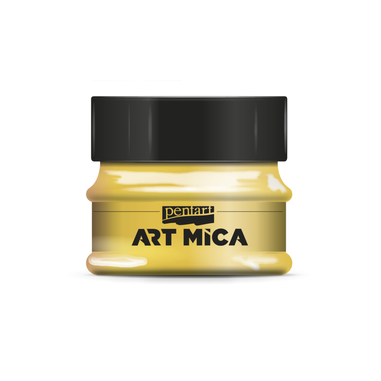 Jar of Pentart Art Mica powder on a white background