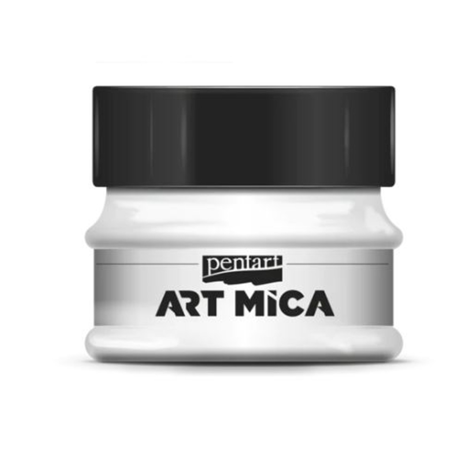 Jar of Pentart Art Mica powder on a white background