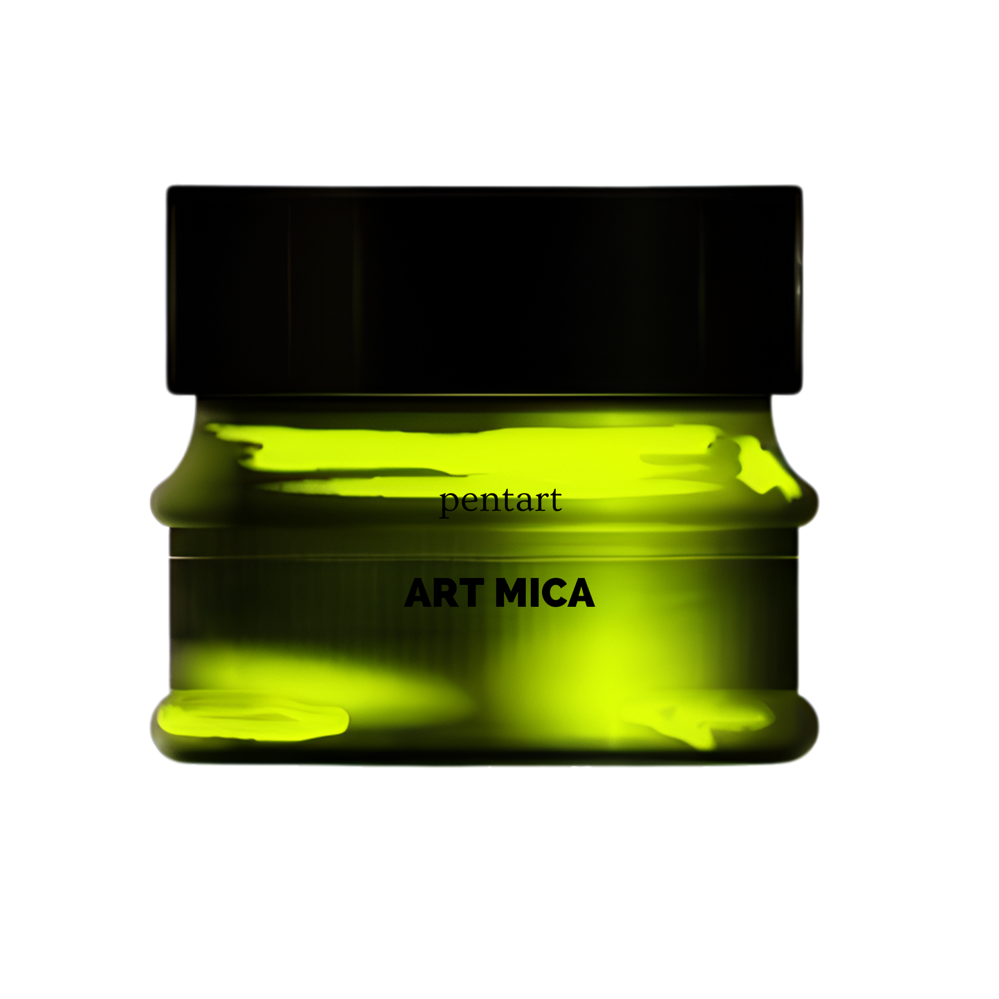 Jar of Pentart Art Mica powder on a white background