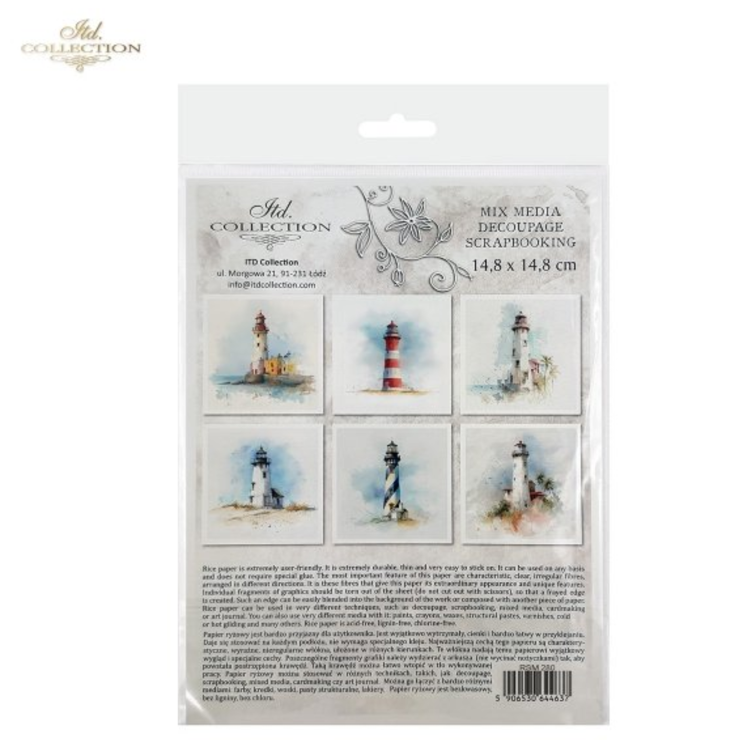 Coastal Lighthouses Mini Decoupage Rice Paper Set