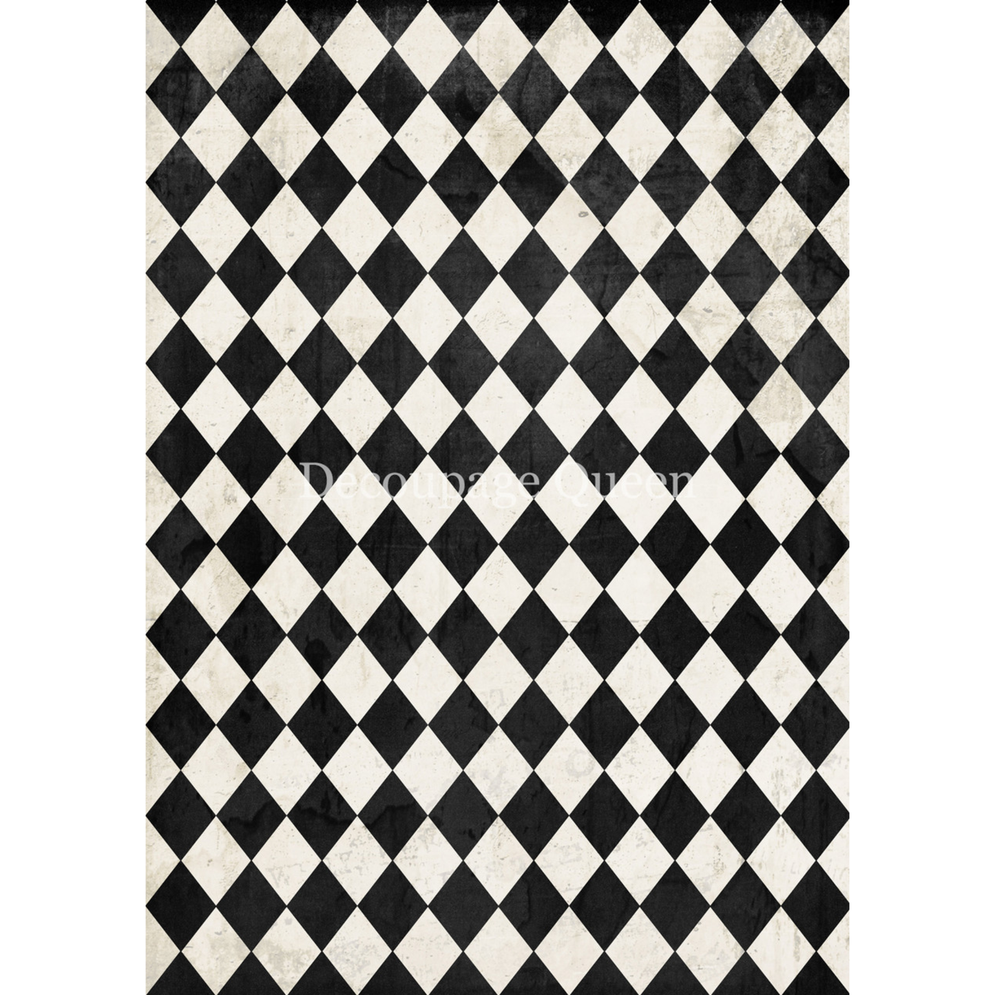 Black and white harlequin diamond pattern on a textured surface