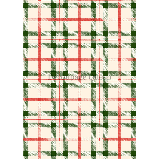 "Christmas Plaid Checks" decoupage rice paper by Decoupage Queen. Available at Milton's Daughter.