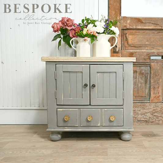 "Cobblestone" Bespoke Collection by Sweet Pickins Milk Paint. Color curated by Jami Ray Vintage. Example of color on furniture. Available at Milton's Daughter.