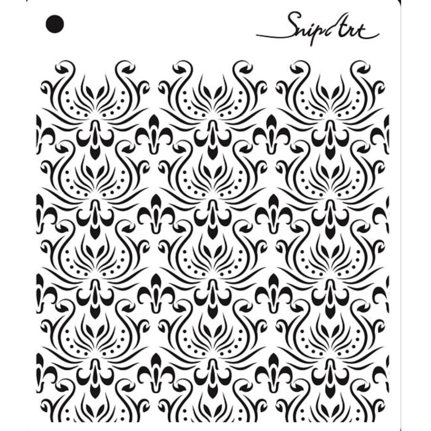 Decorative stencil with intricate black pattern on a white background, featuring the brand 'SnipArt'.