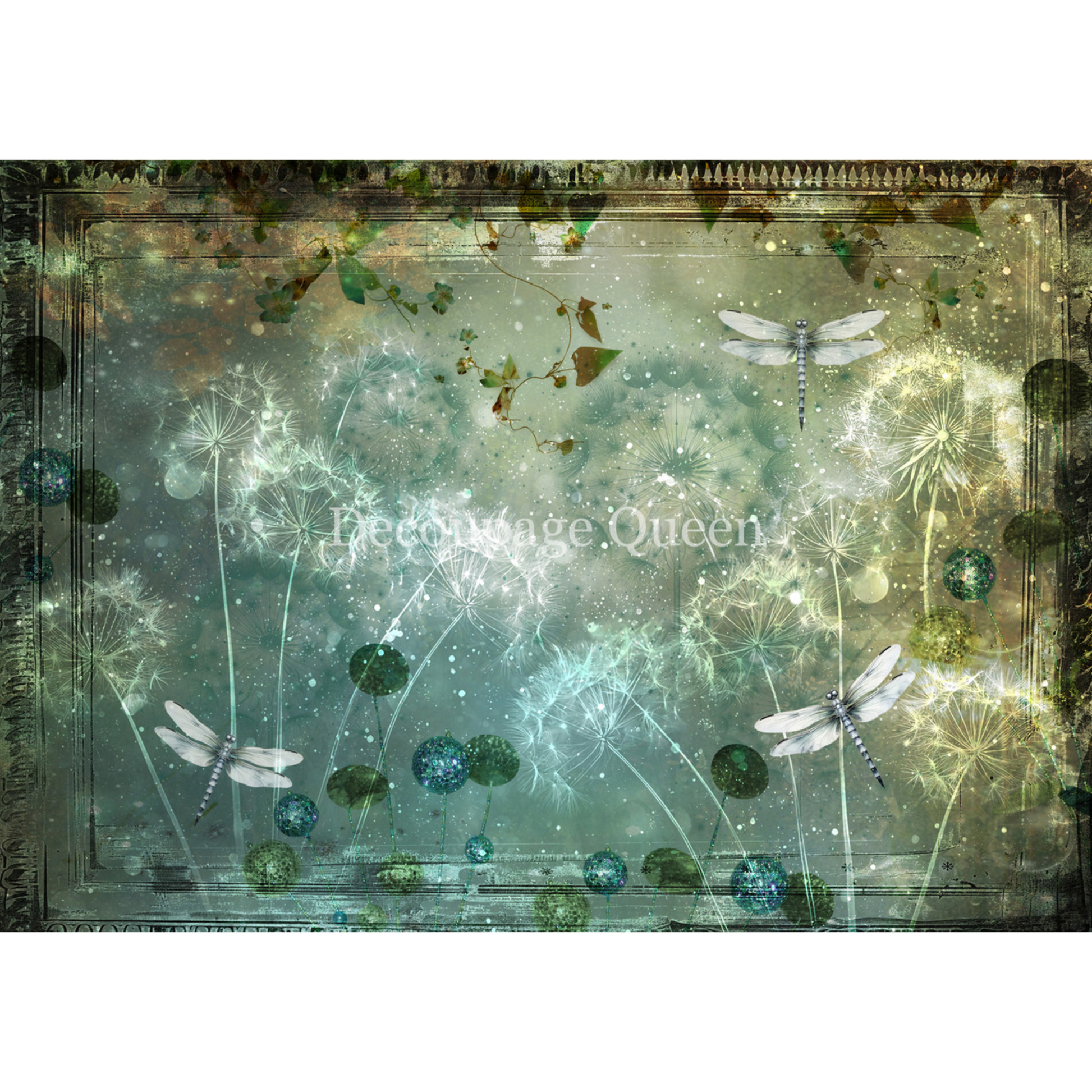 "Dandelion Wishes" decoupage rice paper by Decoupage Queen. Available at Milton's Daughter.