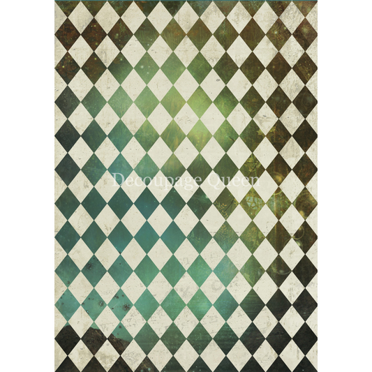 "Aairy Harlequin" decoupage rice paper by Decoupage Queen. Available at Milton's Daughter.