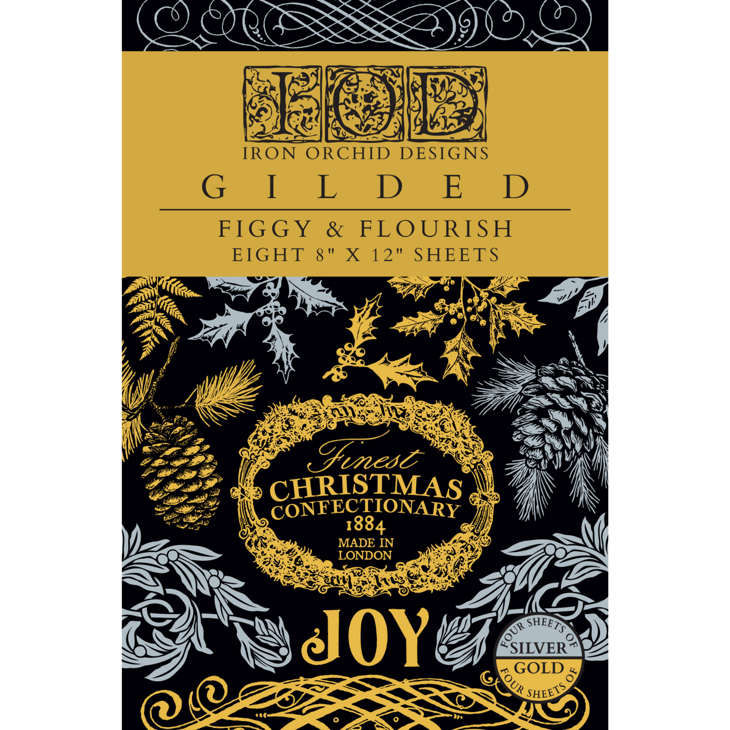 "Figgy & Flourish" IOD Gilded Foil Transfer by Iron Orchid Designs. Front Cover. Available at Milton's Daughter.