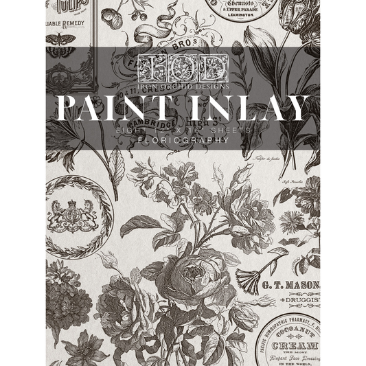 "Floriography" IOD Paint Inlay Transfer by Iron Orchid Designs. Eight 12" x 16" sheets. Available at Milton's Daughter. Front Cover.