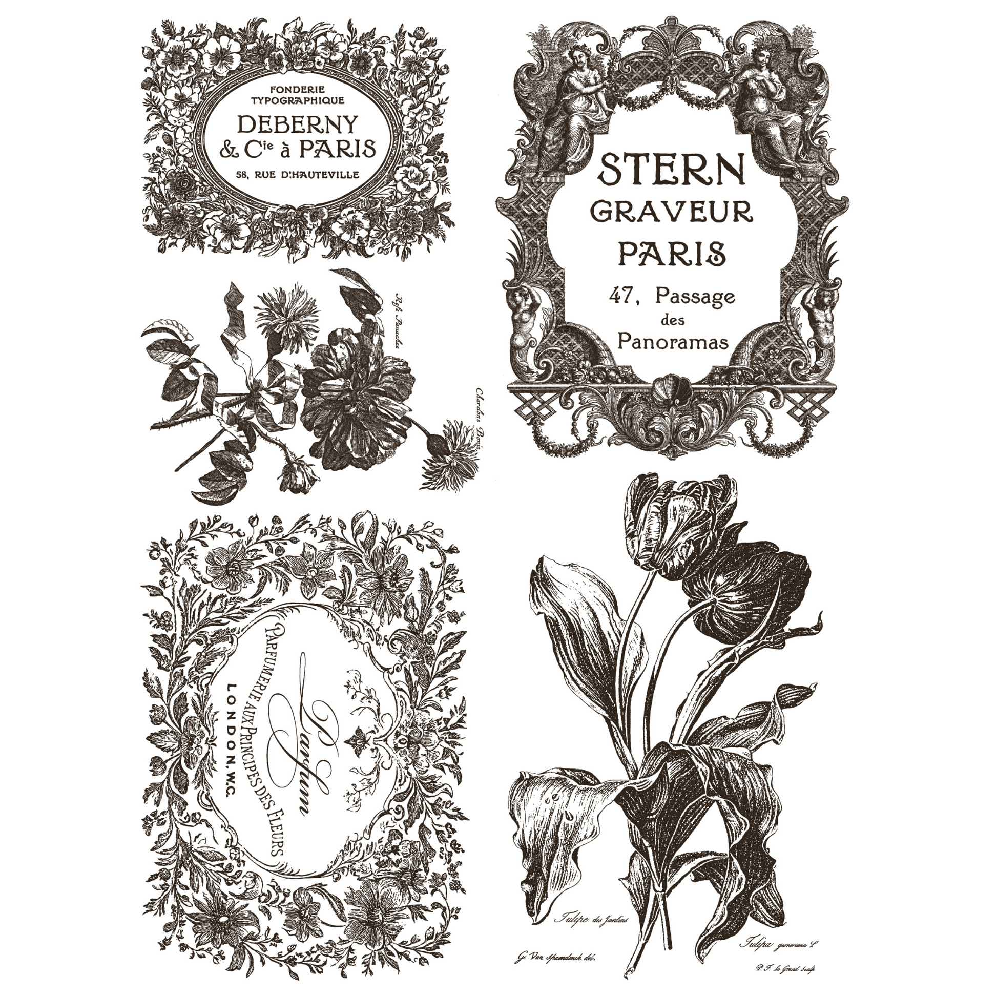 "Floriography" IOD Paint Inlay Transfer by Iron Orchid Designs. Eight 12" x 16" sheets. Available at Milton's Daughter. Page 3.