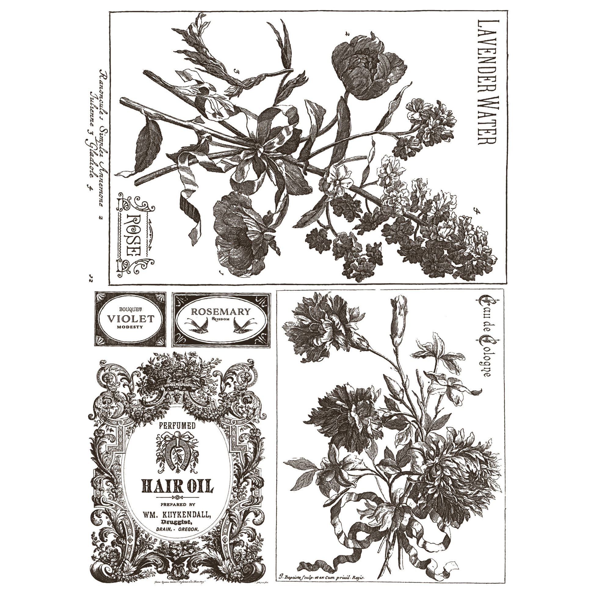 "Floriography" IOD Paint Inlay Transfer by Iron Orchid Designs. Eight 12" x 16" sheets. Available at Milton's Daughter. Page 5.