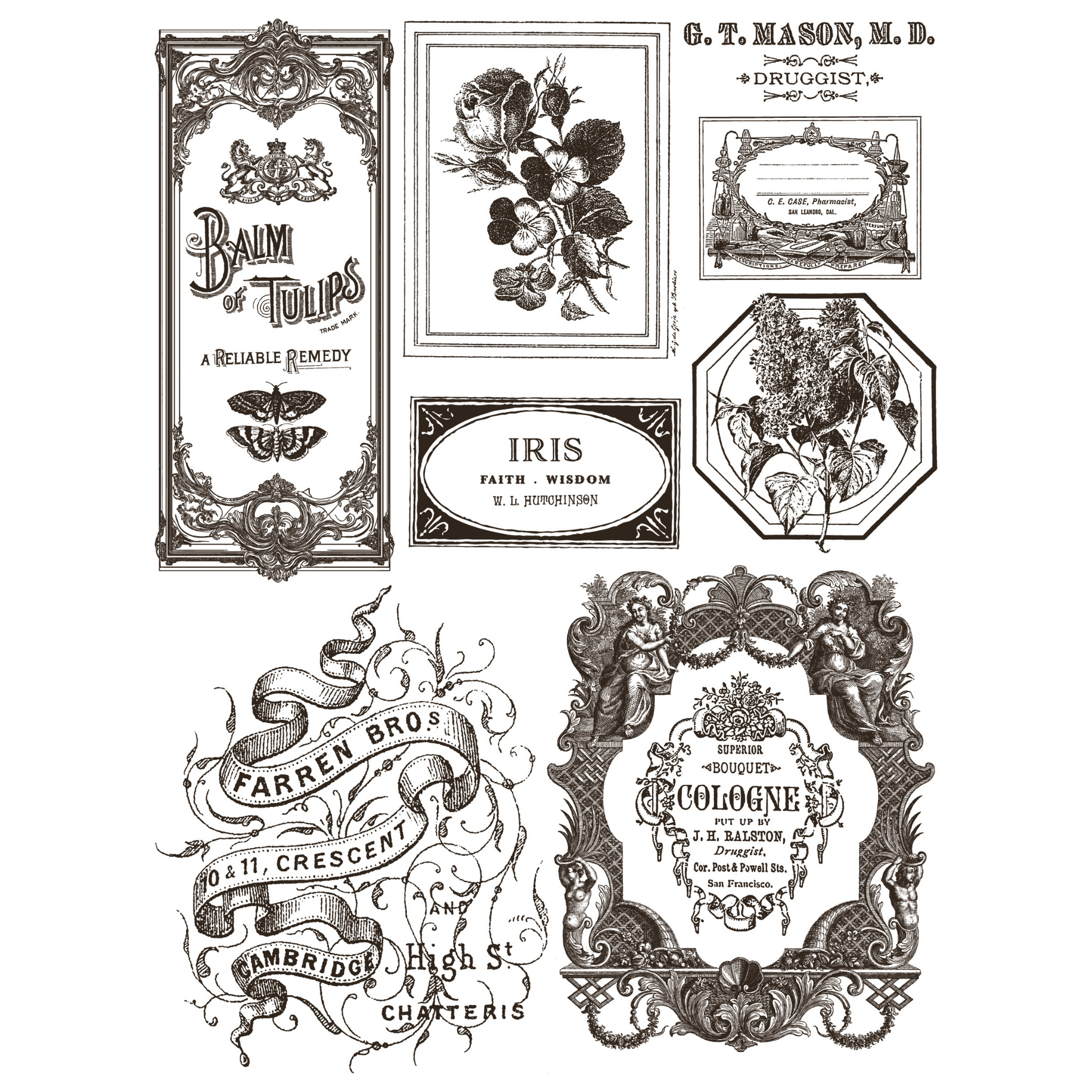 "Floriography" IOD Paint Inlay Transfer by Iron Orchid Designs. Eight 12" x 16" sheets. Available at Milton's Daughter. Page 6.