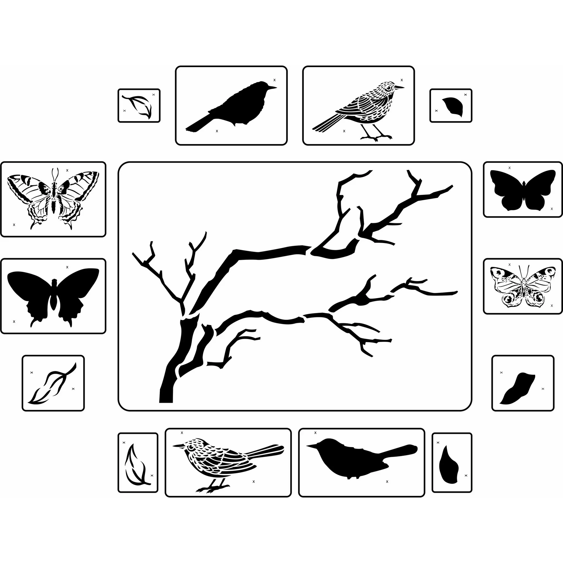 "Flutter and Feather" stencil set by JRV Stencil Co. for DIY Paints. Available at Milton's Daughter. Example 2