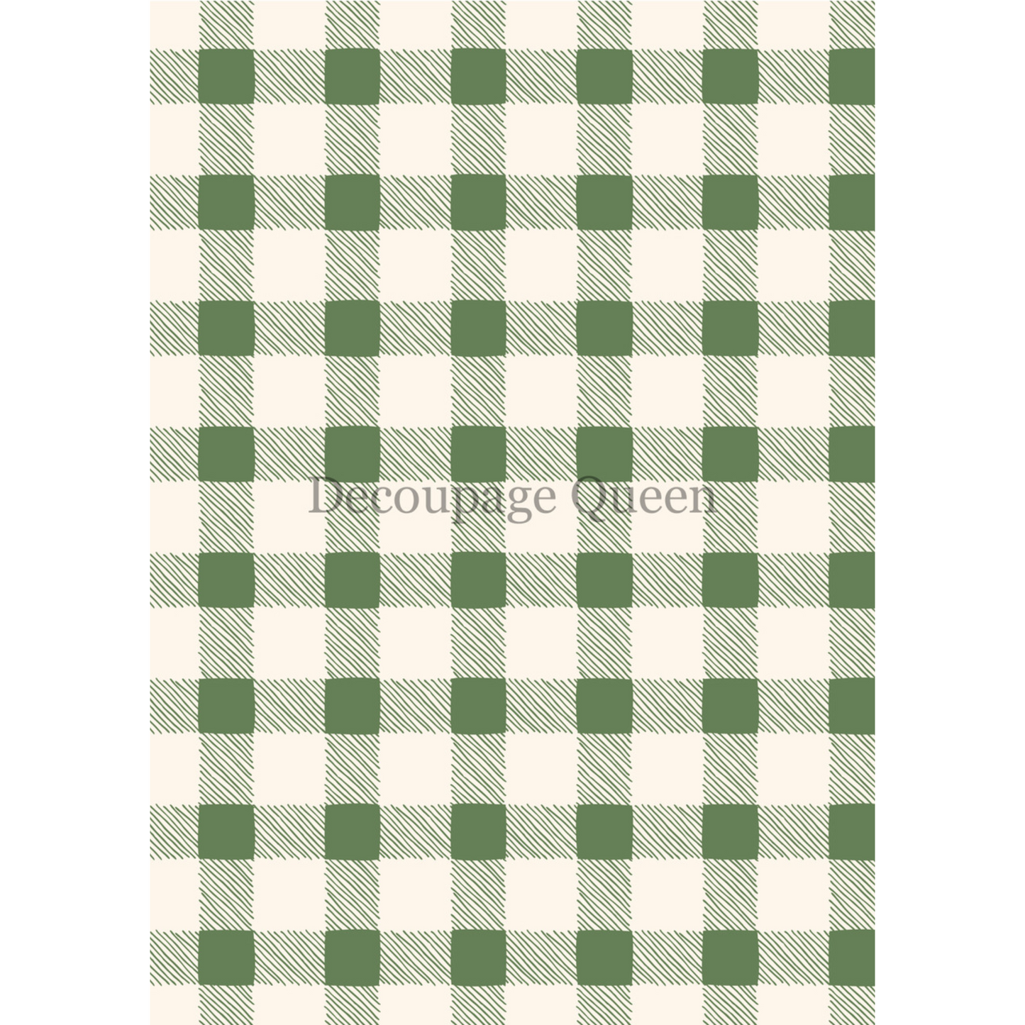 "Green Checks" decoupage rice paper by Decoupage Queen. Available at Milton's Daughter.
