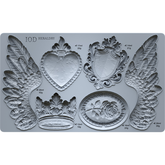 "Heraldry" IOD Mold by Iron Orchid Designs. 6" x 10" silicone mold. Available at Milton's Daughter. Product photo.