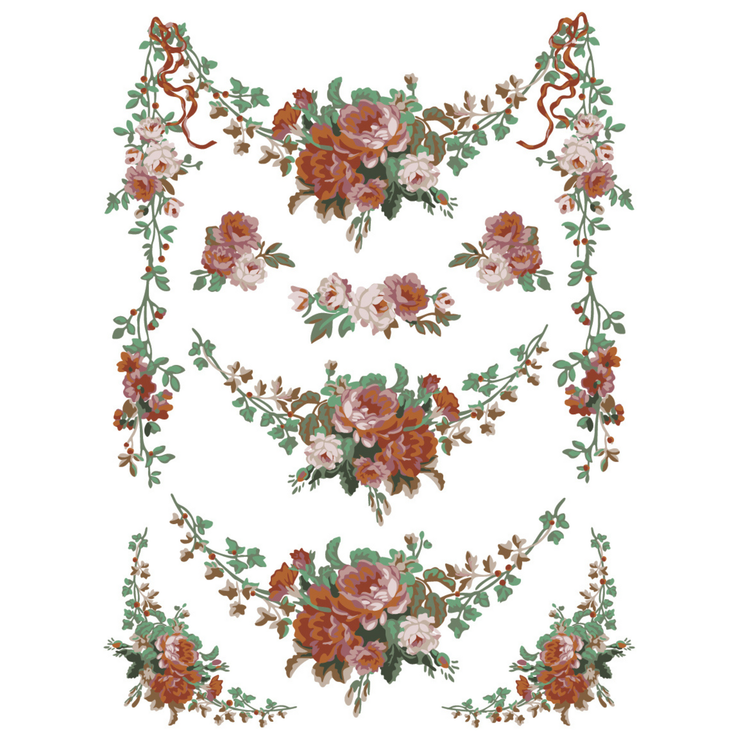 "La Folie" IOD Paint Inlay by Iron Orchid Designs. Pg 1 of 8. Available at Milton's Daughter. Decorative floral design with roses and greenery.