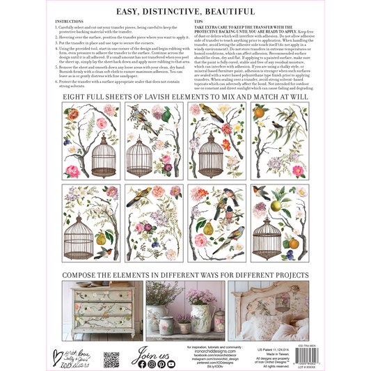 "Menagerie" IOD Transfer by Iron Orchid Designs. Eight 12" x 16" sheets. Available at Milton's Daughter. Back Cover.