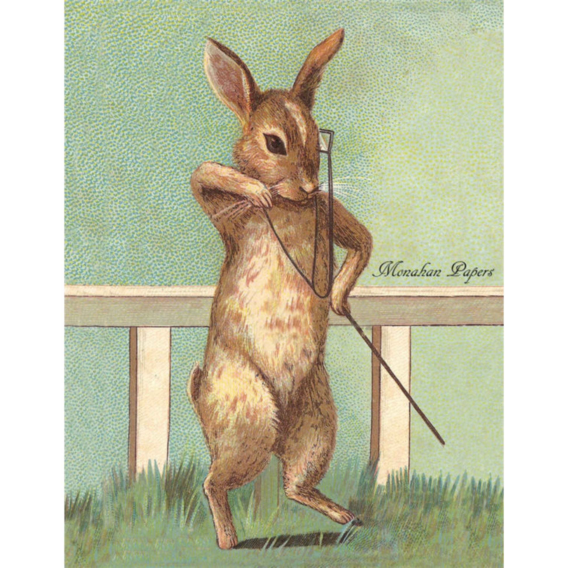 "Mr. Thadly Hare" 24 lb. decoupage paper by Monahan Papers. Available at Milton's Daughter.
