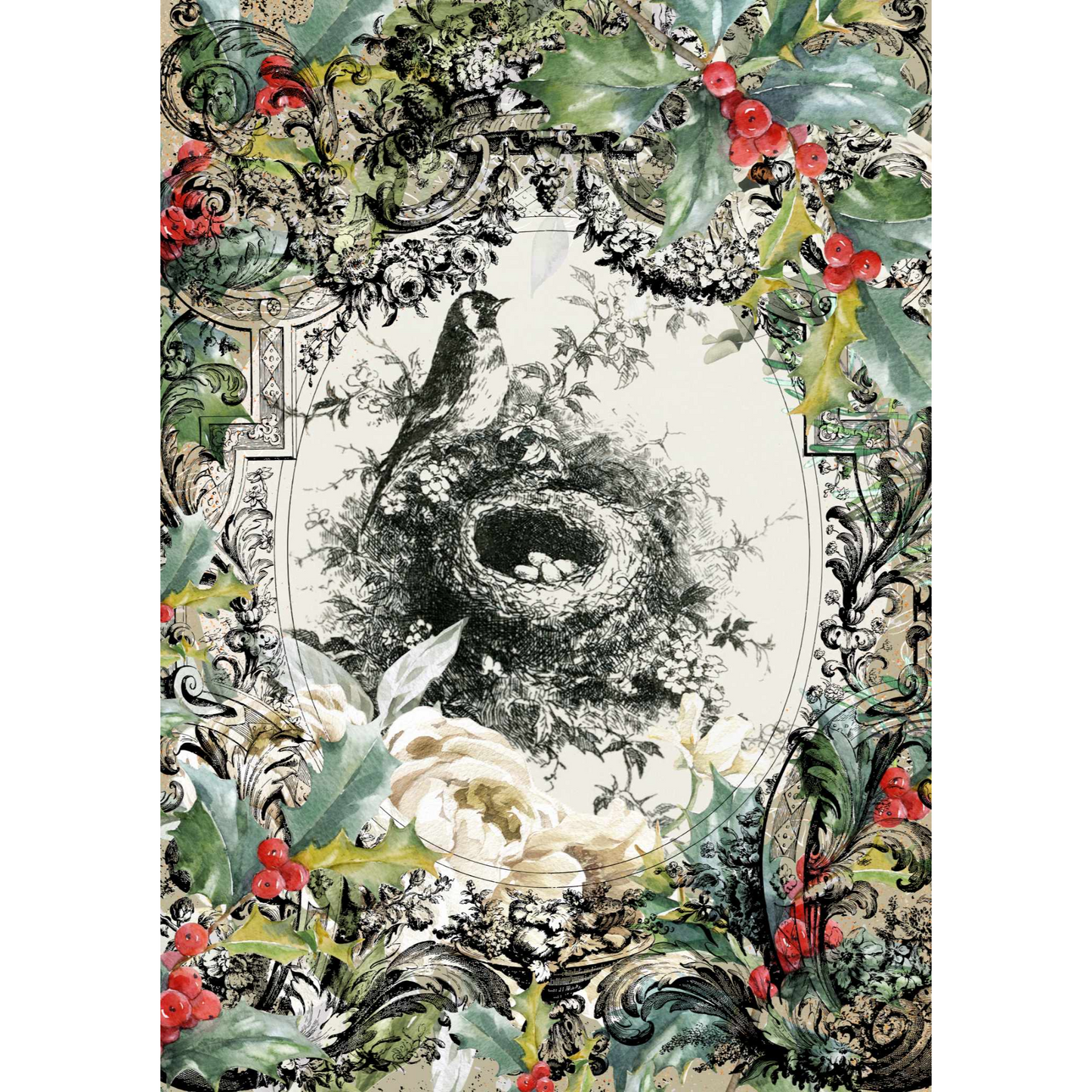 "Old Time Christmas" 3 sheet decoupage paper set by Made By Marley. Sheet #3 of 3. Available at Milton's Daughter.
