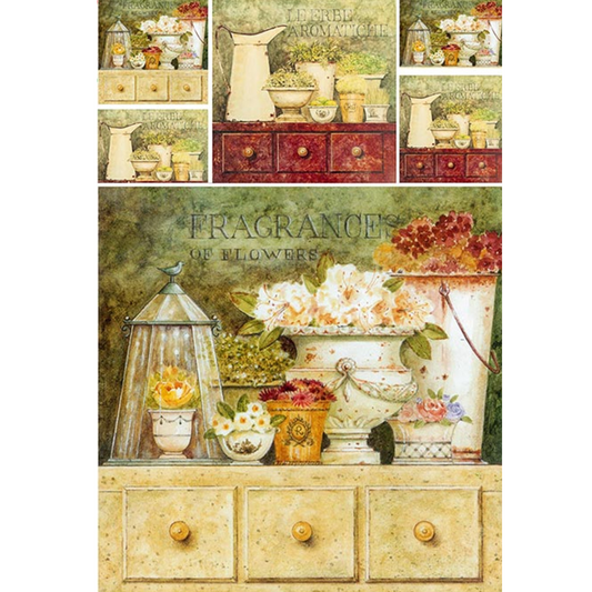 "Flowers-0181" decoupage rice paper by Paper Designs. Size A4 available at Milton's Daughter.