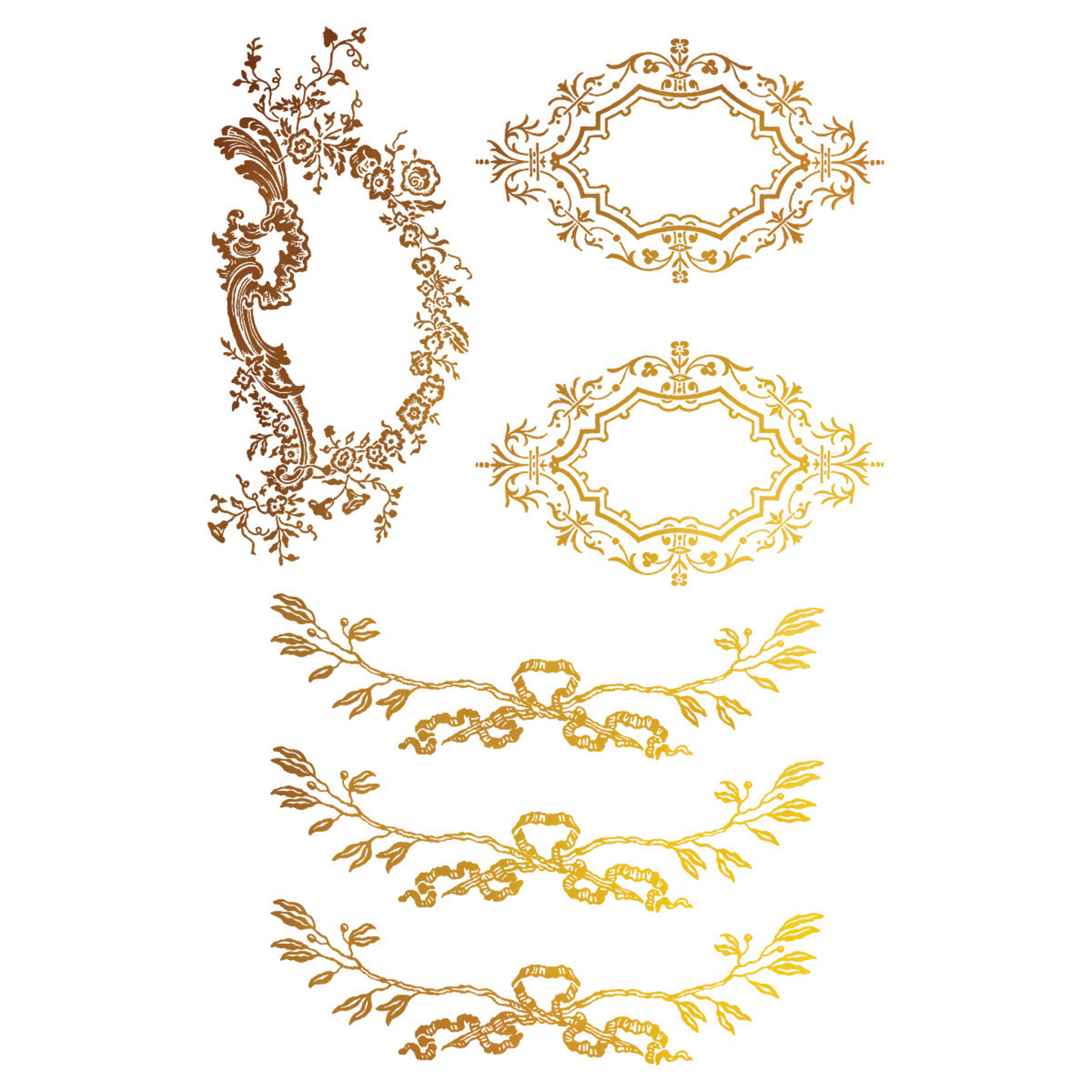 "Petits Ornements" IOD GIlded Foil Transfer by Iron Orchid Designs. Eight 8" x 12" sheet set. Available at Milton's Daughter. Page 8.