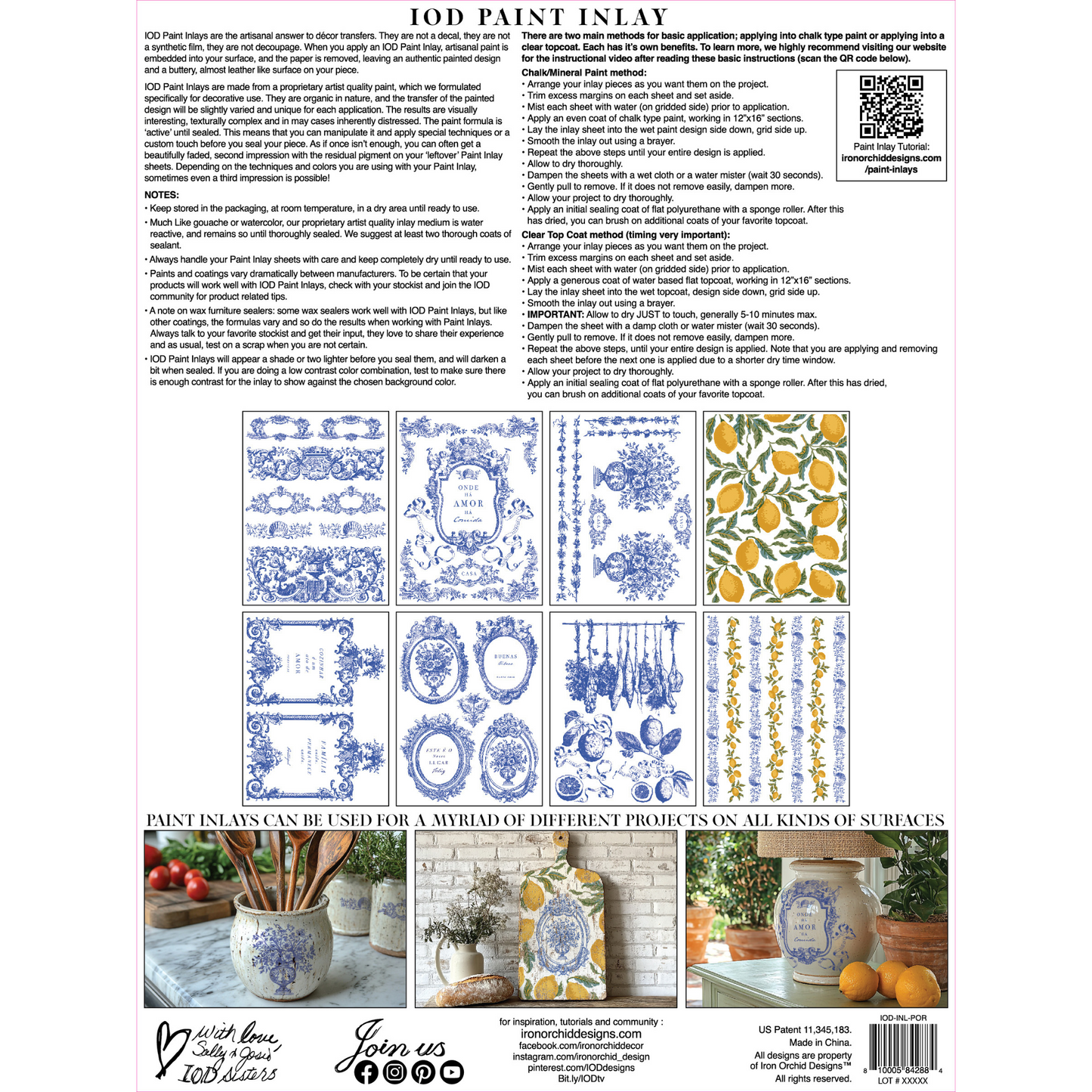 "Portofino" IOD Paint Inlay by Iron Orchid Designs. Available at Milton's Daughter. Back cover.