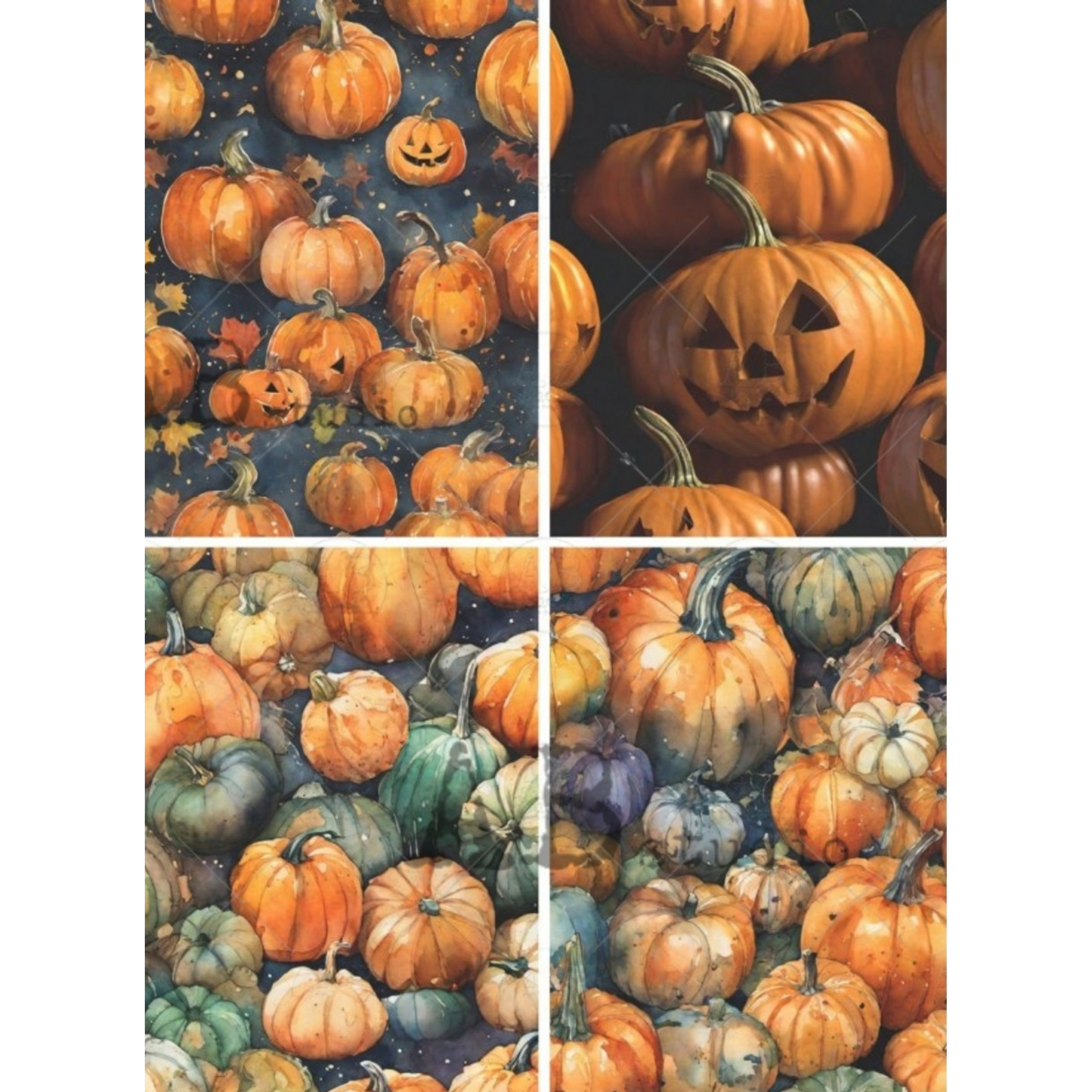 "Pumpkin Patch 4 Pack" decoupage rice paper by AB Studio. Available at Milton's Daughter.