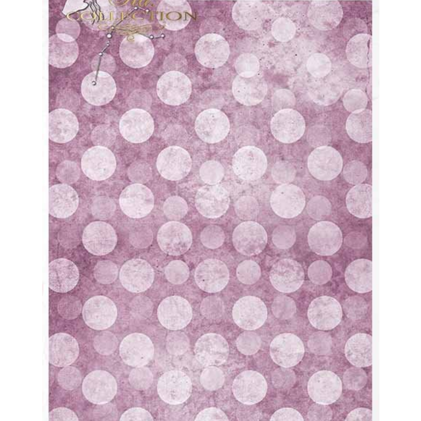 Patterned paper with white polka dots on a pink background.