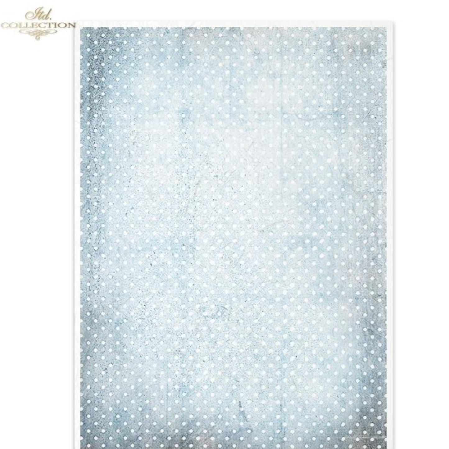 Distressed blue paper with white polka dot pattern.