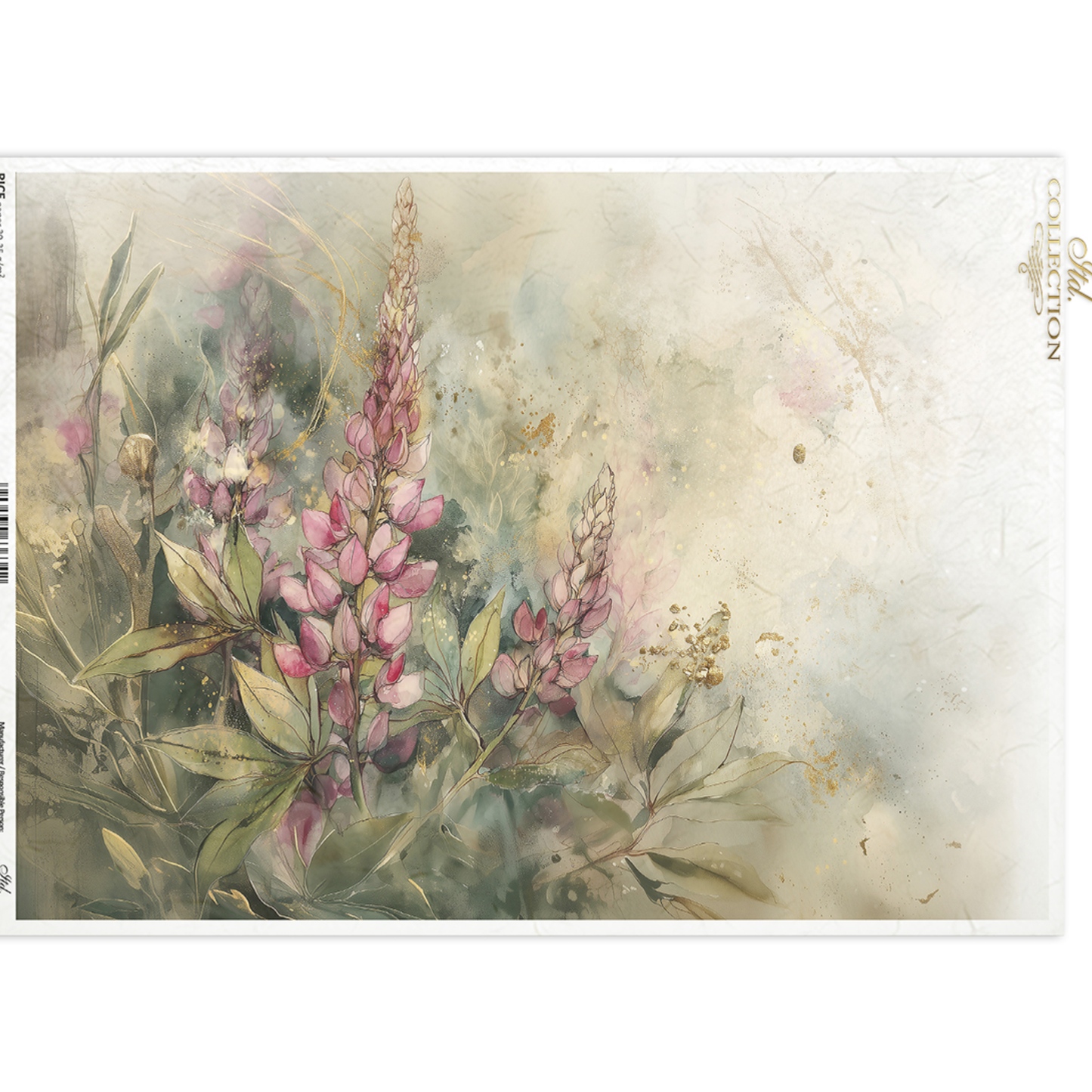 Floral design with pink flowers and green leaves on a textured beige background.