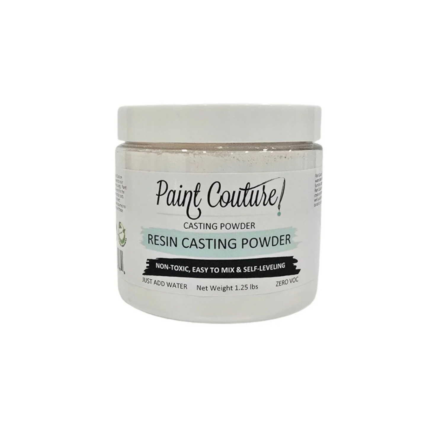 A jar of Paint Couture Resin Casting Powder on a plain white background.