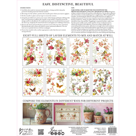 "Saint Germain" IOD Transfer by Iron Orchid Designs. Eight 12" x 16" sheets. Available at Milton's Daughter. Back cover.