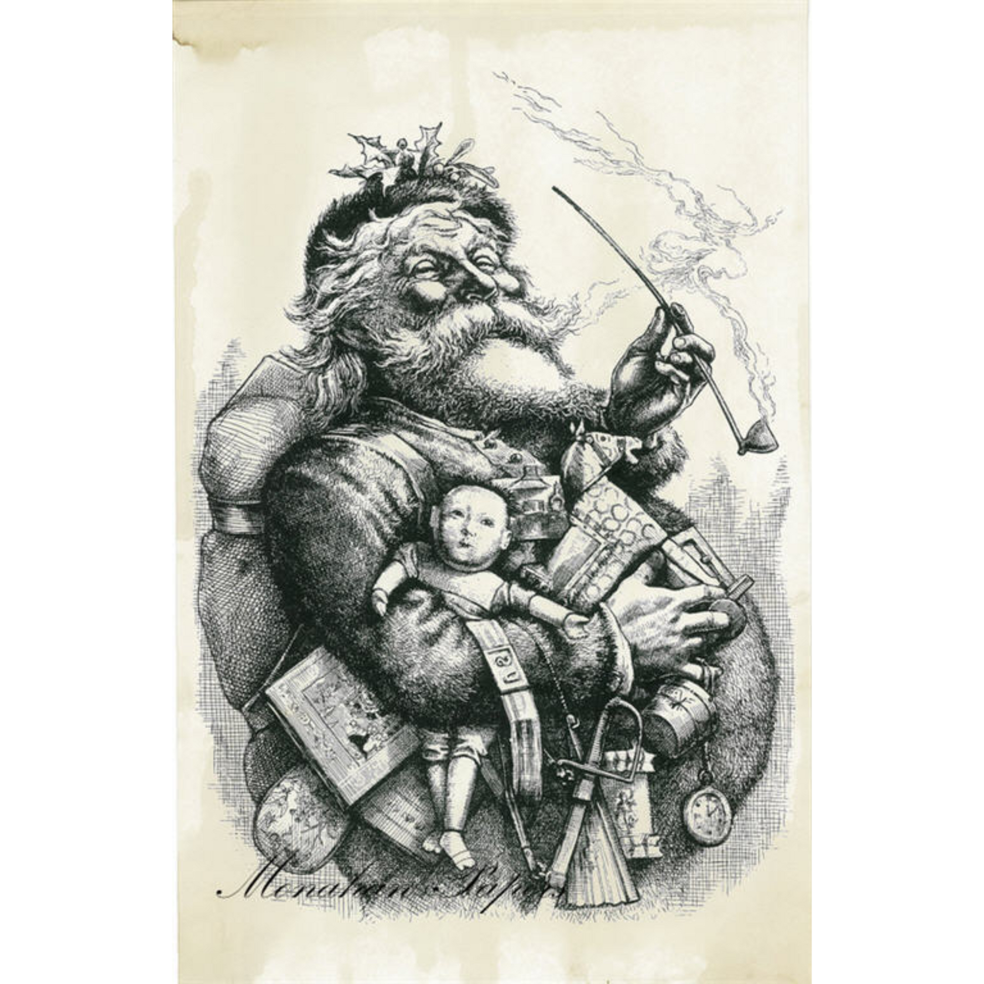 "Santa With Pipe" 24 lb. decoupage paper by Monahan Papers. Available at Milton's Daughter.
