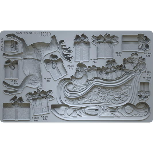 "Santa's Sleigh" IOD mould by Iron Orchid Designs. Available at Milton's Daughter.