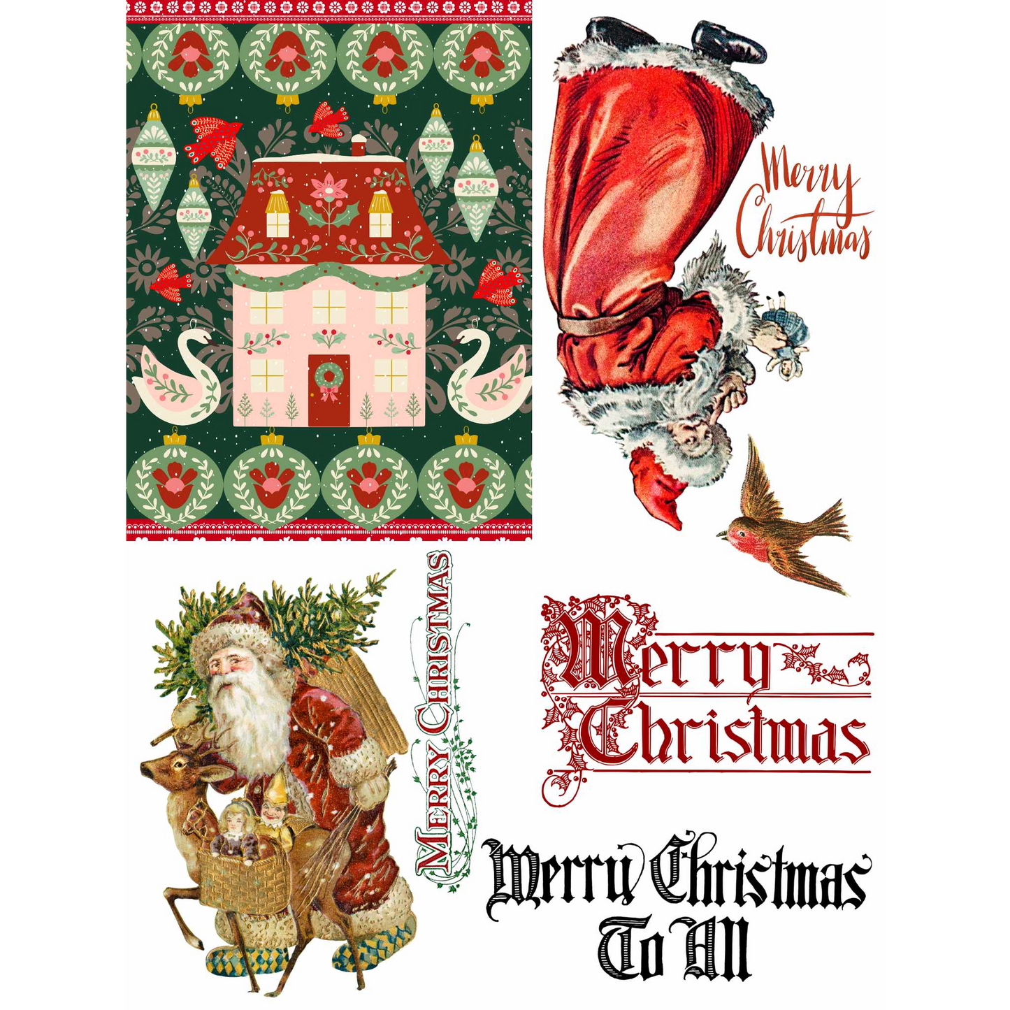 "Snow Time Like Christmas" 3 sheet decoupage paper set by Made By Marley. Sheet #2 of 3. Available at Milton's Daughter.