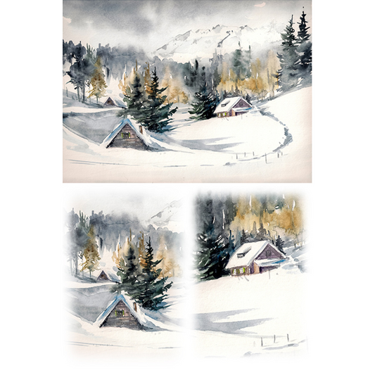 "Snowy Landscape Scene" decoupage rice paper by Paper Designs. Available at Milton's Daughter.