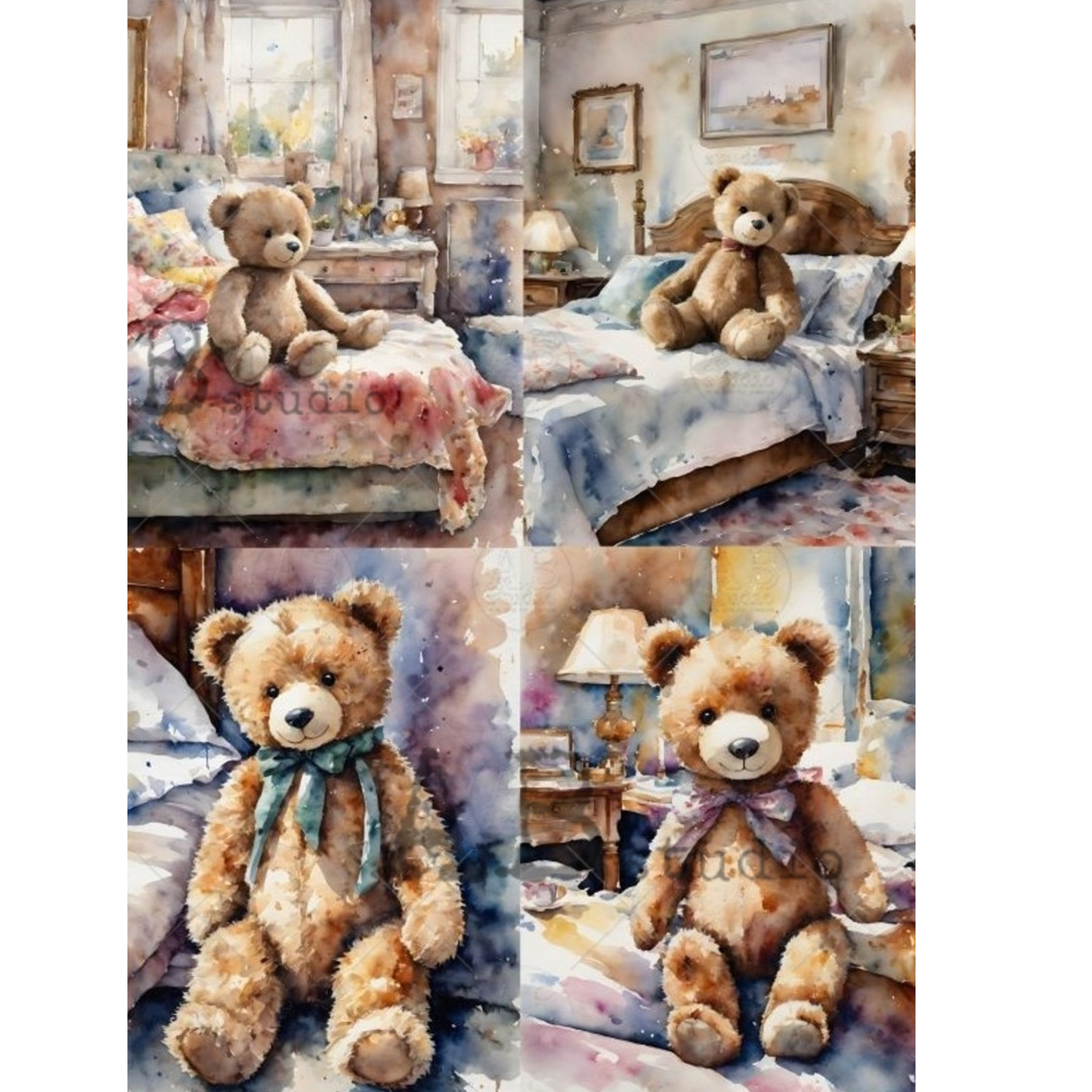 "Teddy Bears" decoupage rice paper by AB Studio. Available at Milton's Daughter.