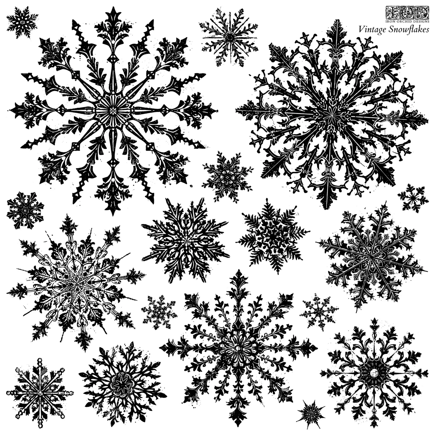 "Vintage Snowflakes" IOD stamp by Iron Orchid Designs. SIngle sheet. Available at Milton's Daughter.