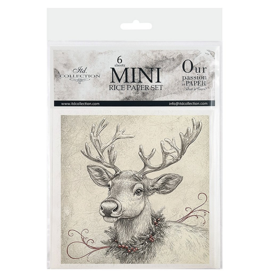 Packaging of mini rice paper sheets with a deer illustration on a white background