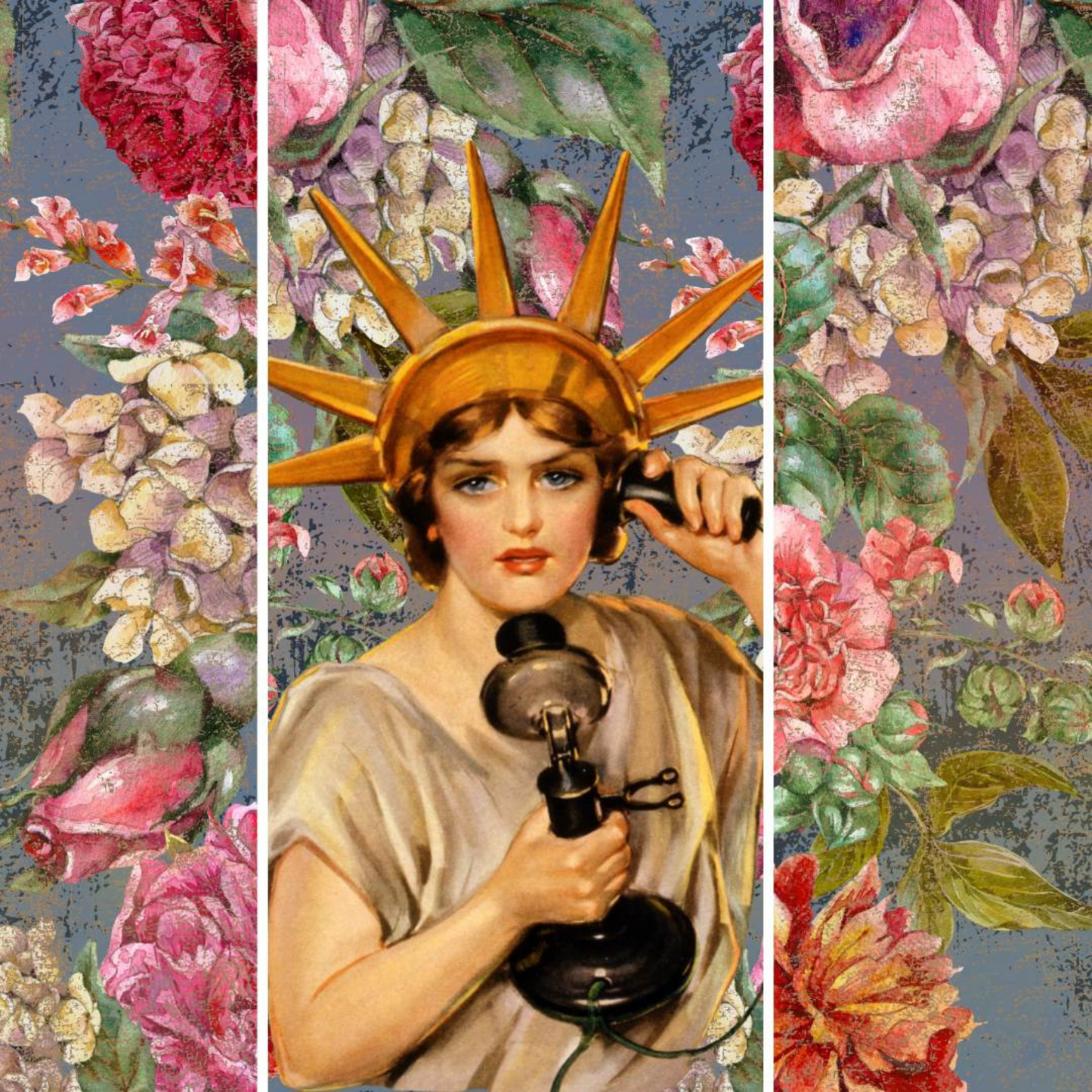 "Liberty" decoupage paper set by Made by Marley. 3 sheet set combination image. Size A3 set available at Milton's Daughter.