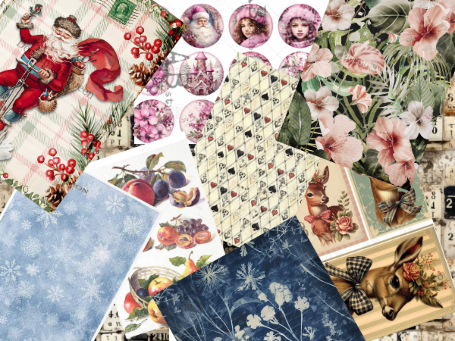 "Lori's Choice" Decoupage Paper 6 Pack Bundle with Squeegee