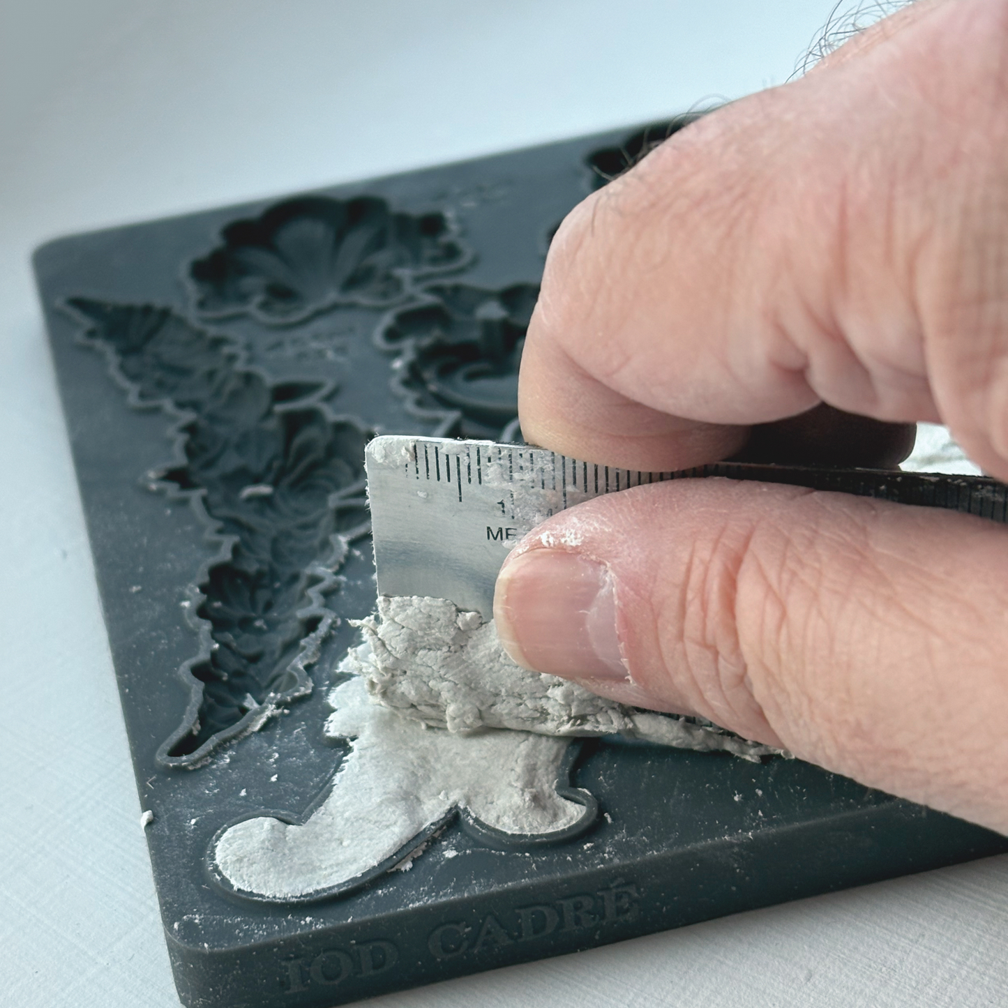 Example of IOD Cadré Mould being used with air dry clay.