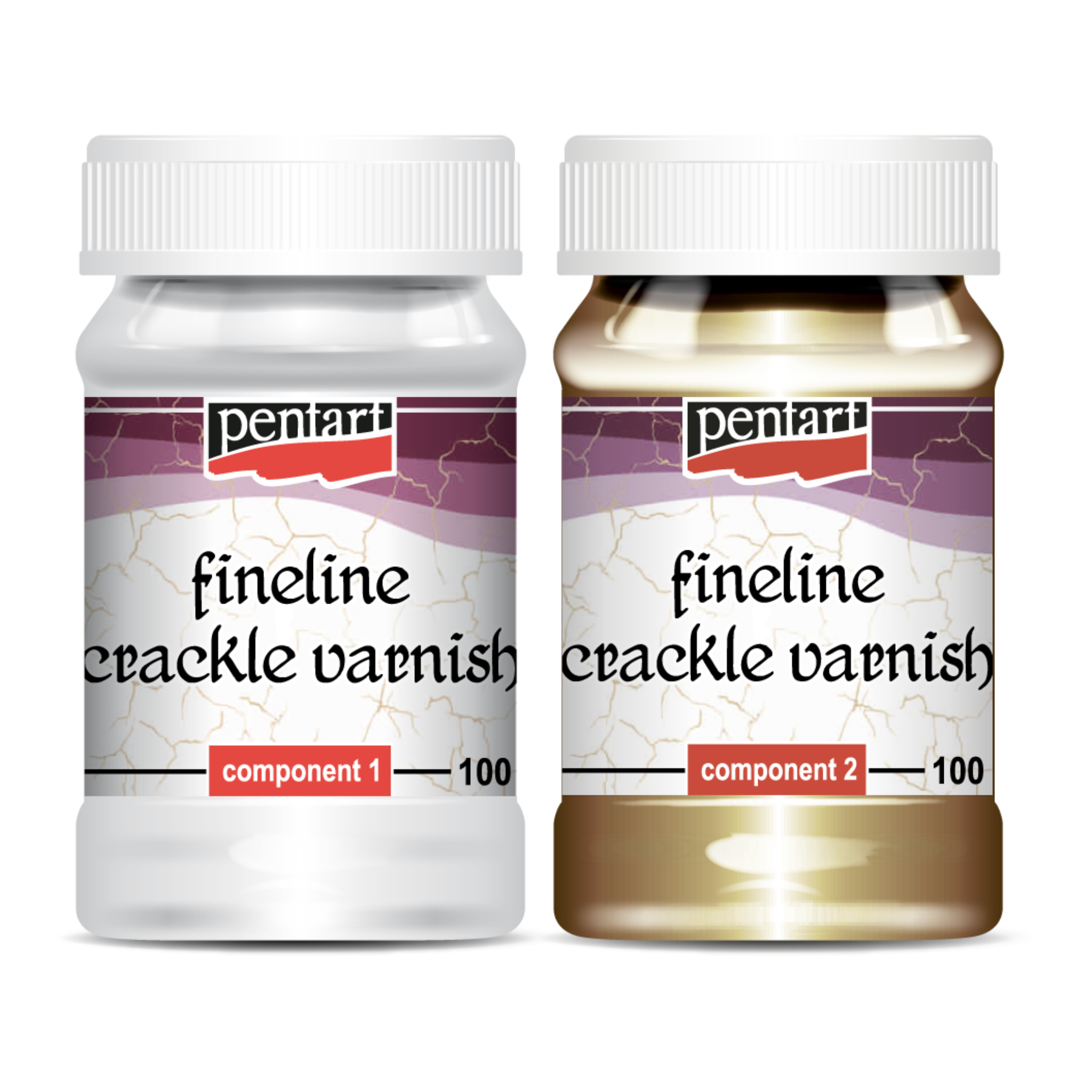 Pentart 100ml Fineline Crackle Varnish Set