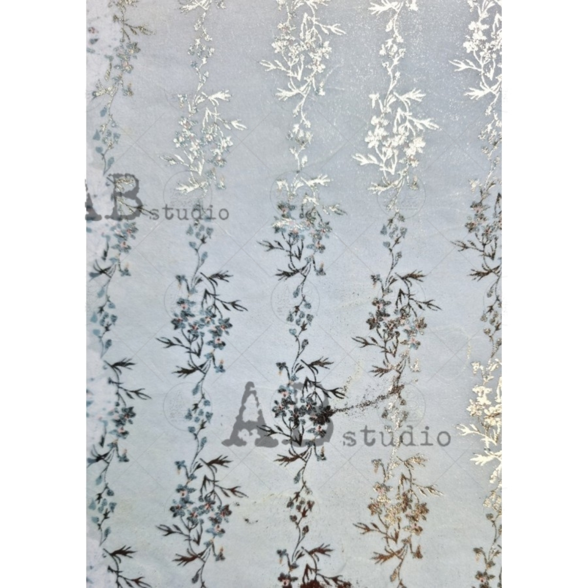 Floral Vines Gilded Decoupage Rice Paper A4 Item No. 1030 by AB Studio